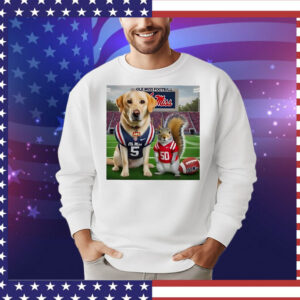 Dog and squirrel Ole Miss Football T-Shirt