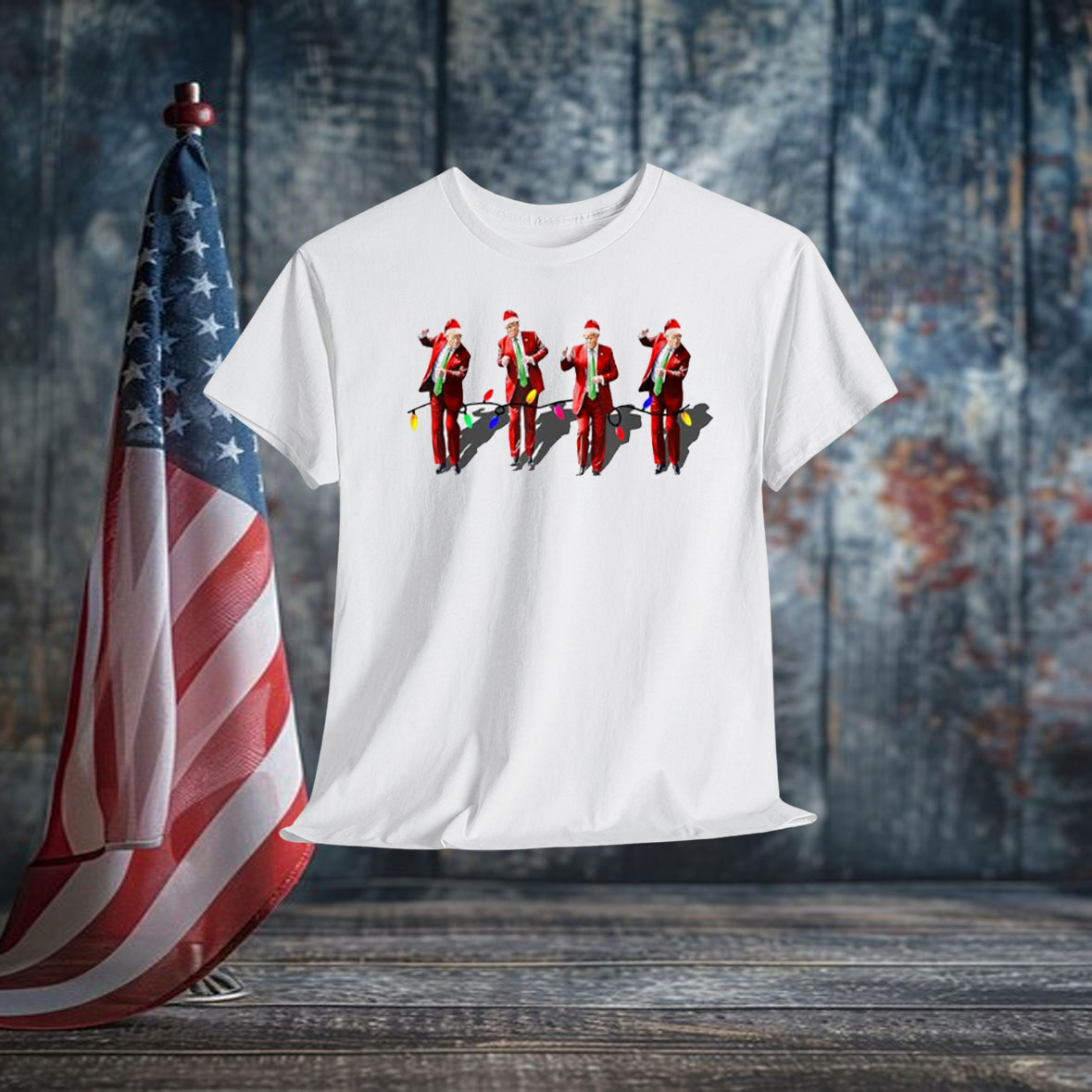 Funny Trump Dance Christmas Light Santa Trump Xmas T-Shirt