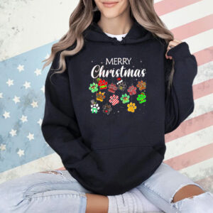 Merry Christmas Paw Print Ornament Christmas Shirt