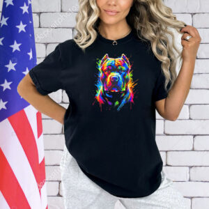 Neon rainbow pitbull splash art Shirt