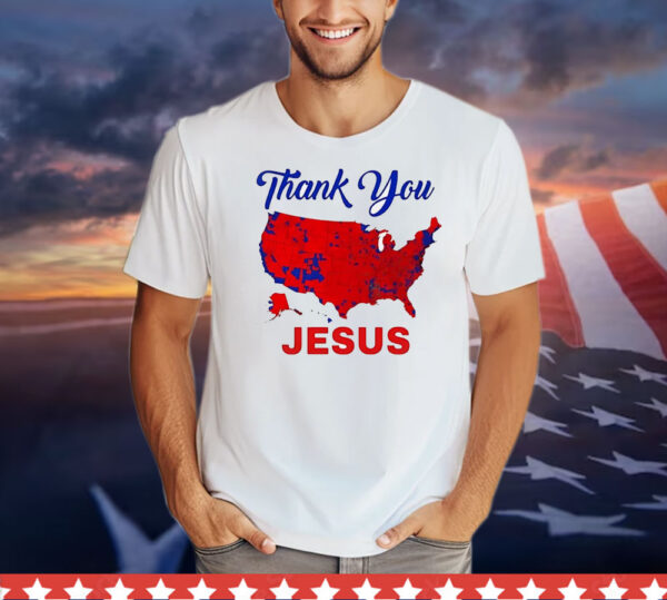 Thank You Jesus 2024 Election Map Patriotic T-Shirt