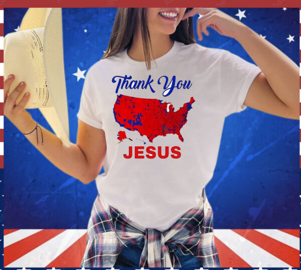 Thank You Jesus 2024 Election Map Patriotic T-Shirt