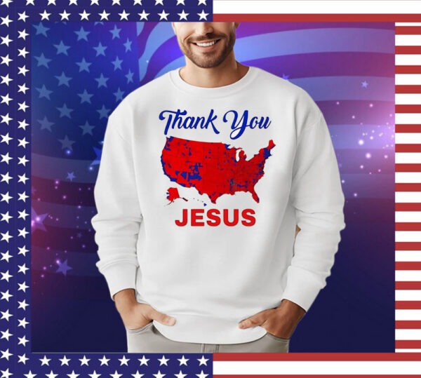 Thank You Jesus 2024 Election Map Patriotic T-Shirt