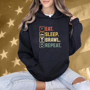 Eat Sleep Brawl Repeat Stars Video Gamer Gaming Tee Shirt