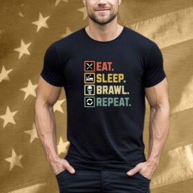 Eat Sleep Brawl Repeat Stars Video Gamer Gaming Tee Shirt