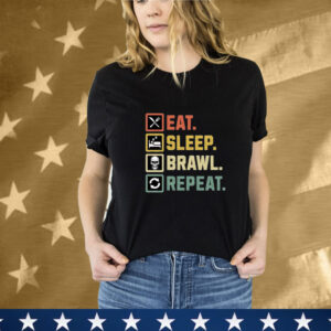 Eat Sleep Brawl Repeat Stars Video Gamer Gaming Tee Shirt