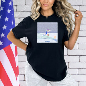 Josh Allen Flying Touchdown Snow Pixel Shirt