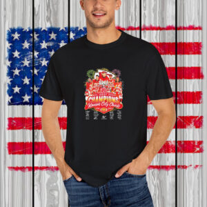 Kansas City Chiefs 9 Years In A Row AFC West 2024 Champions Signatures T-Shirt