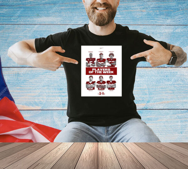 Official Alabama Crimson Tide Players Of The Week November 30 2024 Alabama Defeats Auburn In Coach DeBoer’s 1st Iron Bowl 28 – 14 Poster Shirts