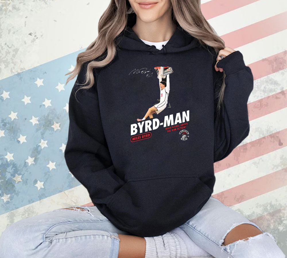 Official Miles Byrd High Flying Above The Rim Action Byrd-Man San Diego State Aztecs Signature Shirts