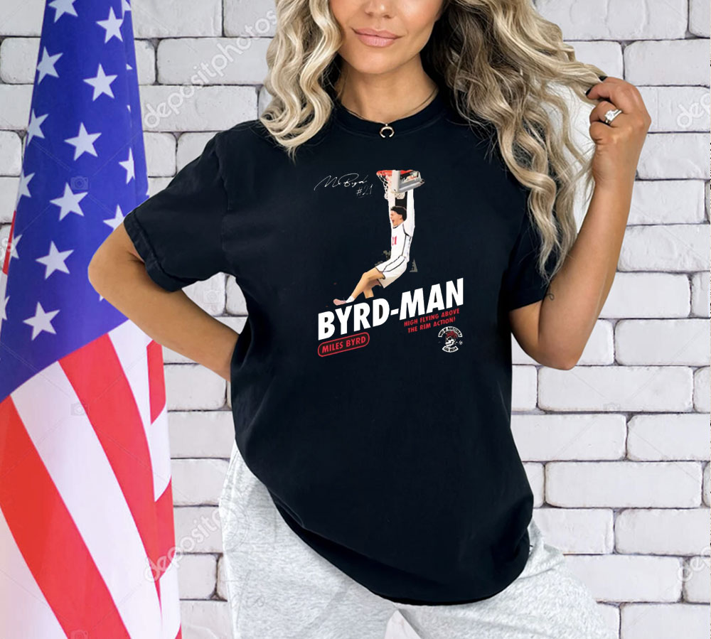 Official Miles Byrd High Flying Above The Rim Action Byrd-Man San Diego State Aztecs Signature Shirts