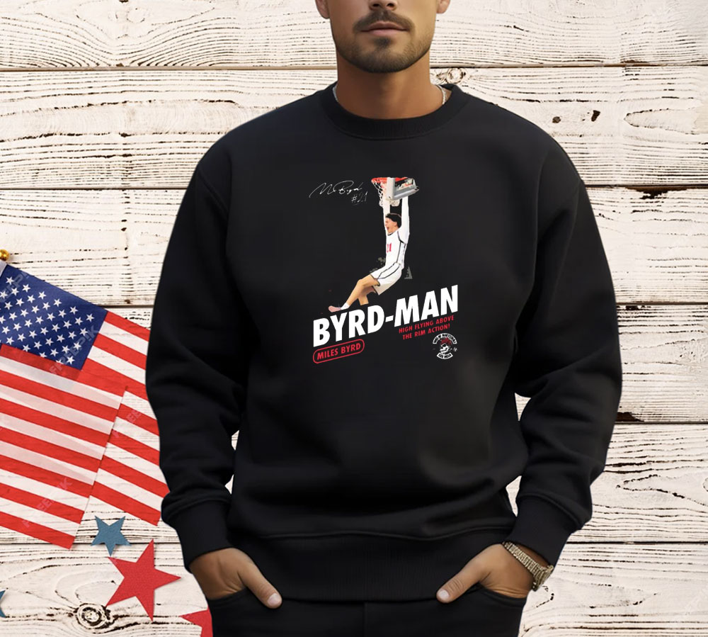 Official Miles Byrd High Flying Above The Rim Action Byrd-Man San Diego State Aztecs Signature Shirts