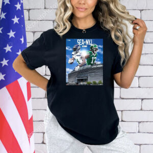 Official Seattle Seahawks At New York Jets Week 13 Metlife Stadium On The Road Again Poster Shirts