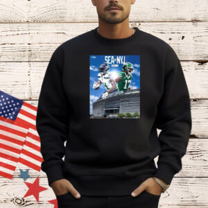 Official Seattle Seahawks At New York Jets Week 13 Metlife Stadium On The Road Again Poster Shirts