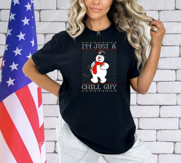 Official Snowman Just A Chill Guy Ugly Sweater Christmas 2024 Shirt