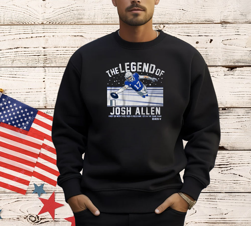 Official The Legend Of Josh Allen First QB With Pass Rush And Receiving TD’s In The Same Game Buffalo Bills Shirts