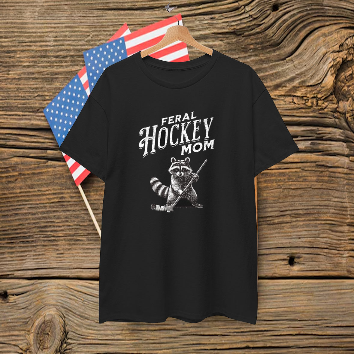 Raccoon Feral Hockey Mom Hockey Player Trash Panda T-Shirt