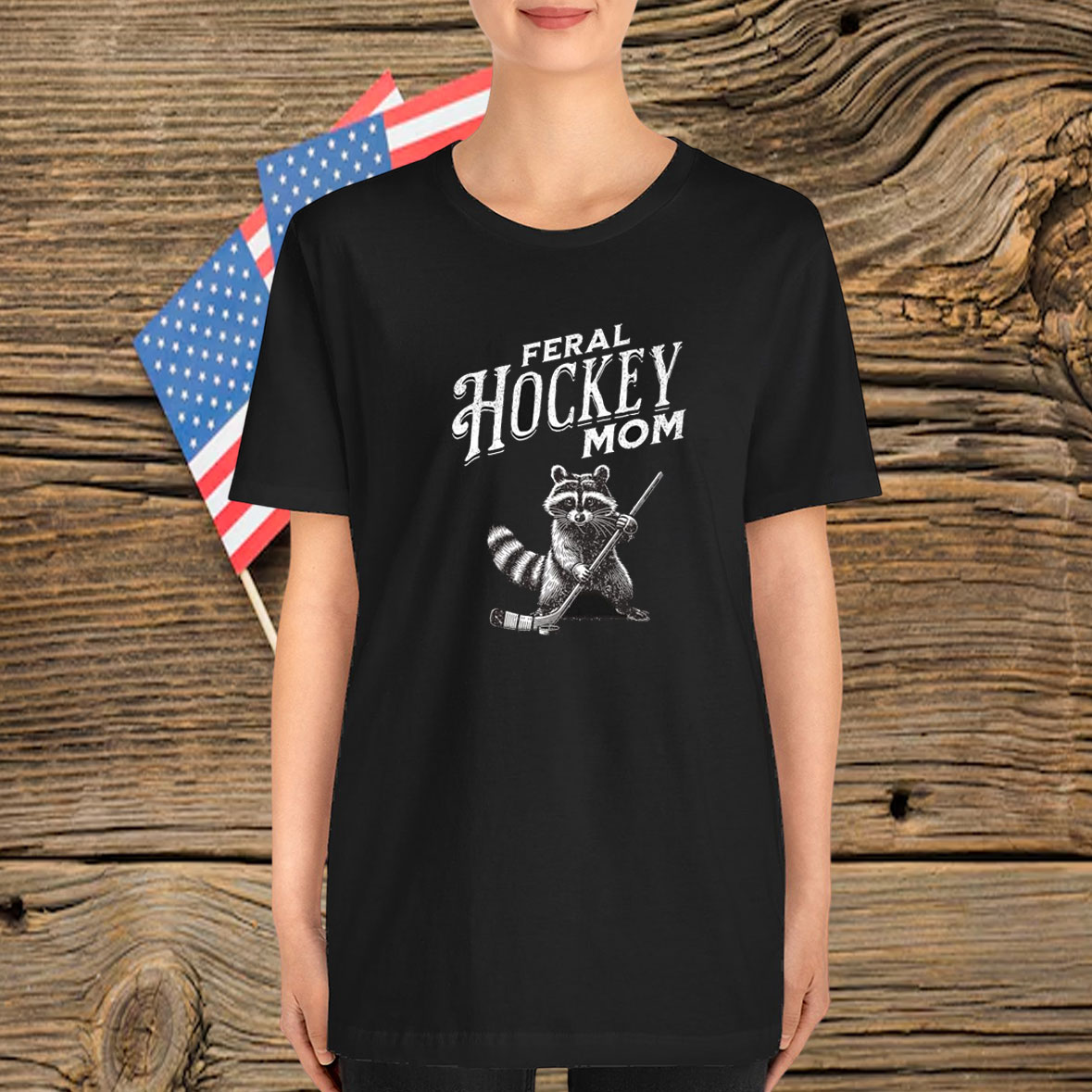 Raccoon Feral Hockey Mom Hockey Player Trash Panda T-Shirt
