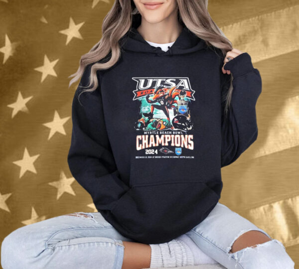 UTSA Roadrunners Celebrations 2024 Champions Of Myrtle Beach Bowl Mascot NCAA Bowl Games 2024-2025 Tee Shirt