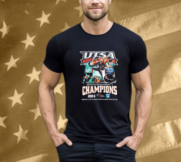 UTSA Roadrunners Celebrations 2024 Champions Of Myrtle Beach Bowl Mascot NCAA Bowl Games 2024-2025 Tee Shirt