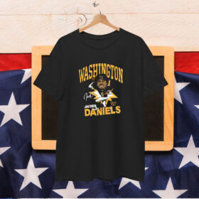 Washington Commanders Jayden Daniels Burgundy Caricature Player Tri-Blend T-Shirt