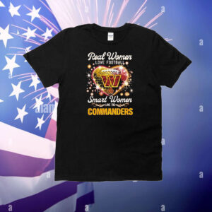 Official Real Women Love Football Smart Women Love The Washington Commanders Redskins Heart Diamond T-Shirt