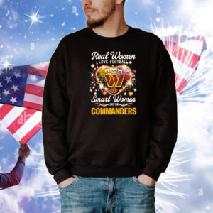 Official Real Women Love Football Smart Women Love The Washington Commanders Redskins Heart Diamond T-Shirt