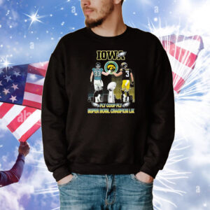 Cooper DeJean Iowa Hawkeyes Philadelphia Eagles Philly Fly Coop Fly Super Bowl Champion LIX Signature Trophy T-Shirt