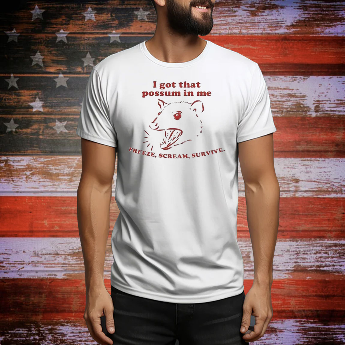 I Got That Possum In Me Freeze Scream Survive Rat Tee Shirt