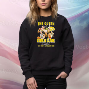 Official Caitlin Clark The Queen NCAA’s Women’s All Time Leading Scorer Signature Tee Shirt