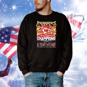 Official Kansas City Chiefs Back To Back Super Bowl LIX Champions 2024 2025 Signatures Helmet Trophy T-Shirt