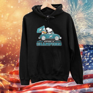 Official Snoopy And Woodstock Driving Car Philadelphia Eagles Philly Super Bowl LIX Champions 2025 T-Shirt