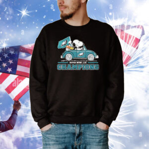 Official Snoopy And Woodstock Driving Car Philadelphia Eagles Philly Super Bowl LIX Champions 2025 T-Shirt