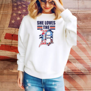 She loves The D Detroit baseball football Tee Shirt