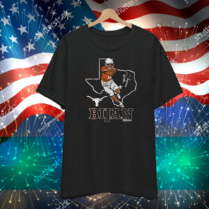 Official Texas Longhorn Football NCAA Bijan Robinson State Outline Signature T-Shirt