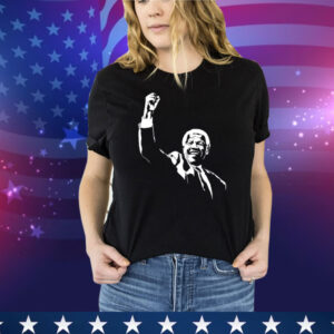 Rania Khalek Wearing Nelson Mandela Raise Hand Tee Shirt