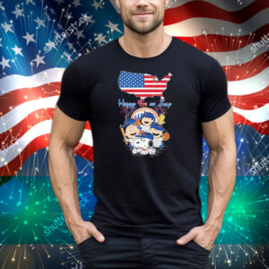 Snoopy And Friends The Peanuts New York Yankees Happy 4th Of July USA Map Tee Shirt