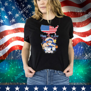 Snoopy And Friends The Peanuts New York Yankees Happy 4th Of July USA Map Tee Shirt