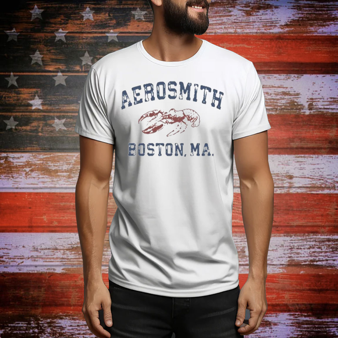 Aerosmith Boston MA Lobster Tee Shirt