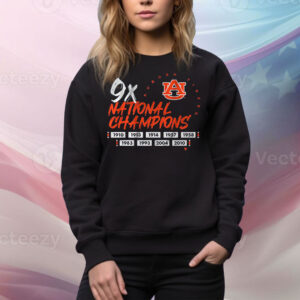 Auburn Football Nine Time National Champions Tee Shirt