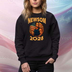 Gavin Newsom 2028 Political Satire Muscle American Patriot Tee Shirt