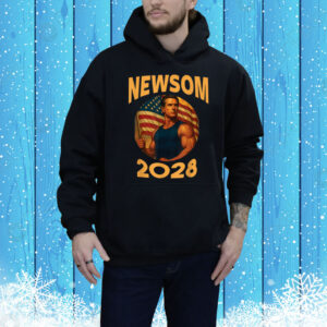 Gavin Newsom 2028 Political Satire Muscle American Patriot Tee Shirt