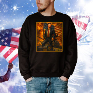 Gavin Newsom Patriotic Tank with Flag and Rifle Artwork Premium T-Shirt