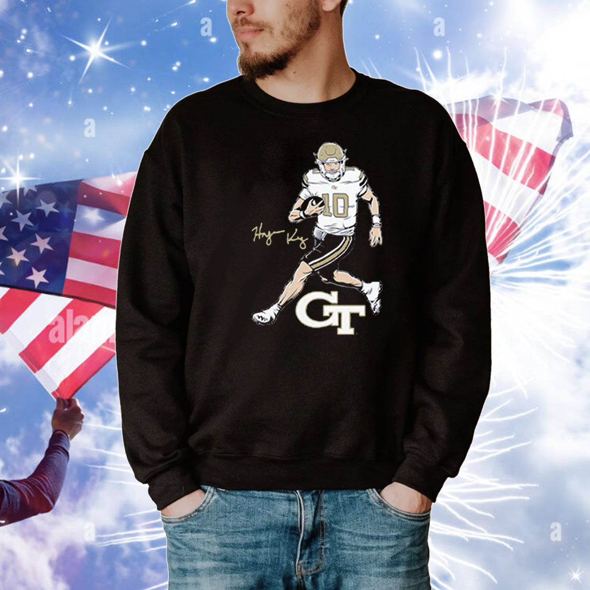 Georgia Tech Football Haynes King Superstar Pose T-Shirt
