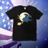 Hippo witch hat riding broom stick zoo animal Halloween T-Shirt