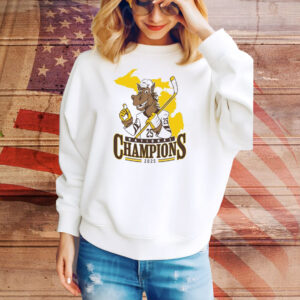 Official WM Western Michigan Broncos Men’s Ice Hockey NCAA National Champions 2025 Mascot Tee Shirt