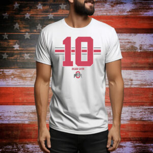 Ohio State Football Julian Sayin Name Number Stripe Tee Shirt
