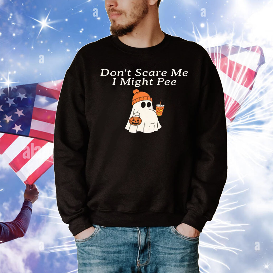 Don’t Scare Me I Might Pee Halloween Pregnant Ghost T-Shirt
