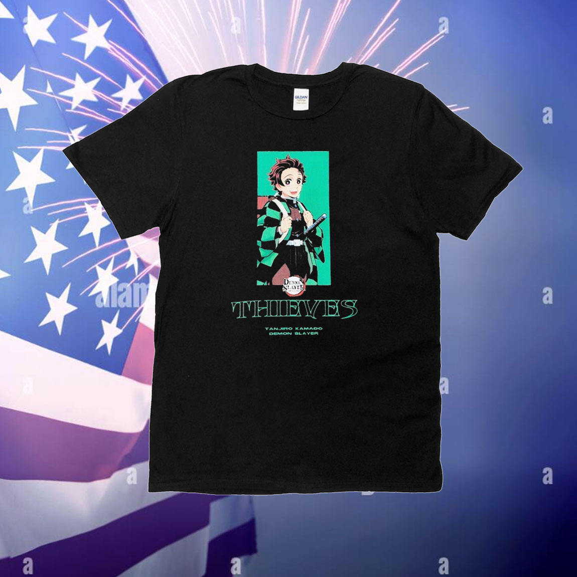 Tanjiro Demon Slayer 100 Thieves Checks T-Shirt