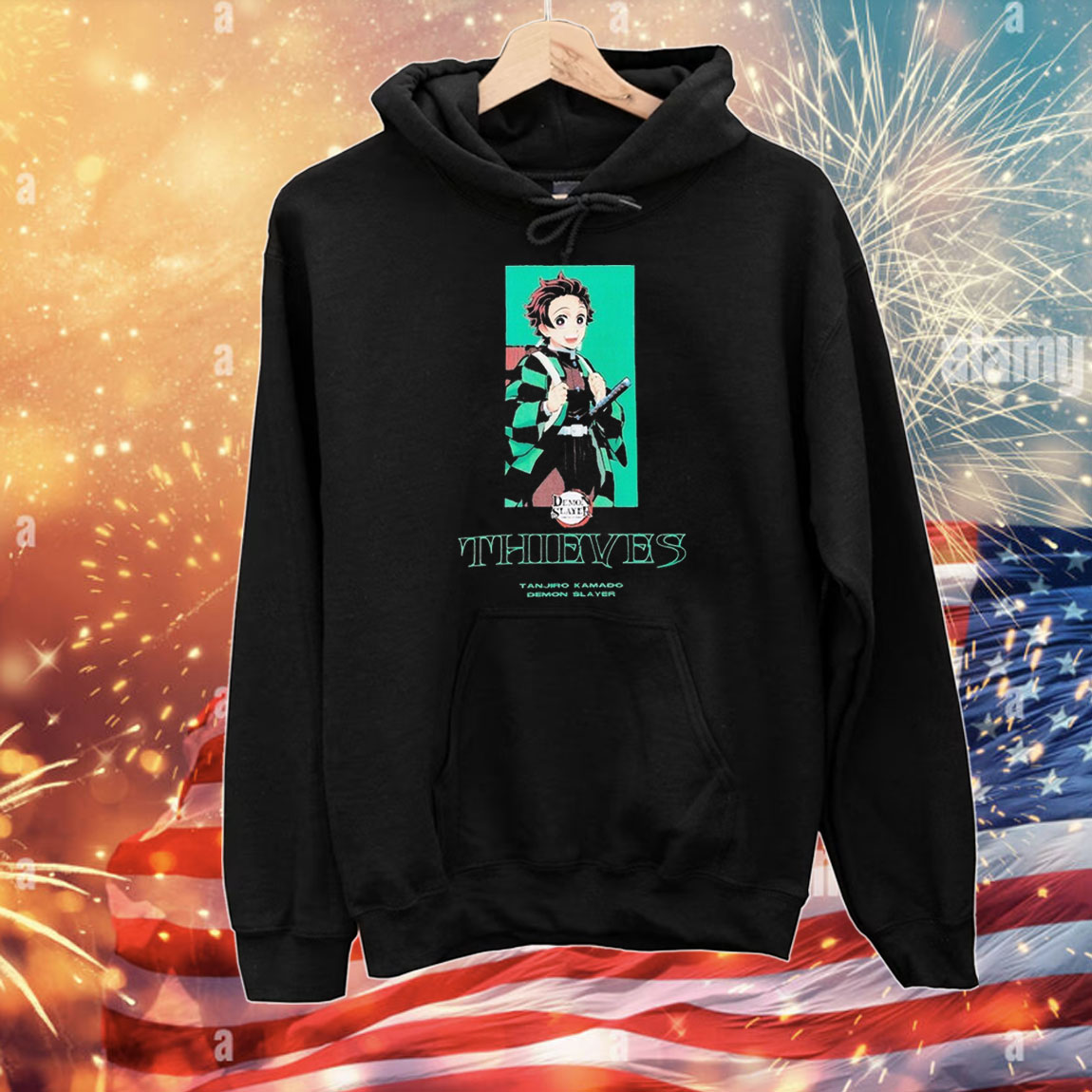 Tanjiro Demon Slayer 100 Thieves Checks T-Shirt